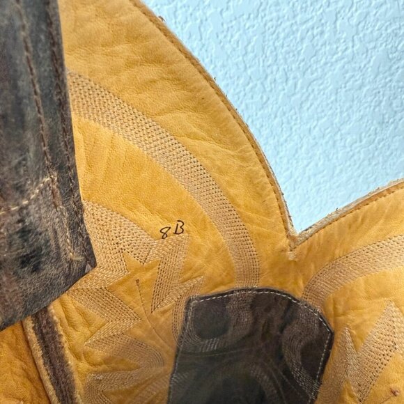 NEW Rod Patrick Mens Cowboy Boots Size 8B Brown Shark Leather Western Square Toe - Picture 9 of 12